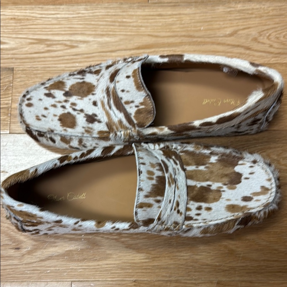 New Oliver Cabell Brown and White Pony Hair Loafers
